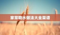 家常糖水做法大全菜谱