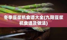 冬季豆浆机食谱大全(九阳豆浆机食谱及做法)